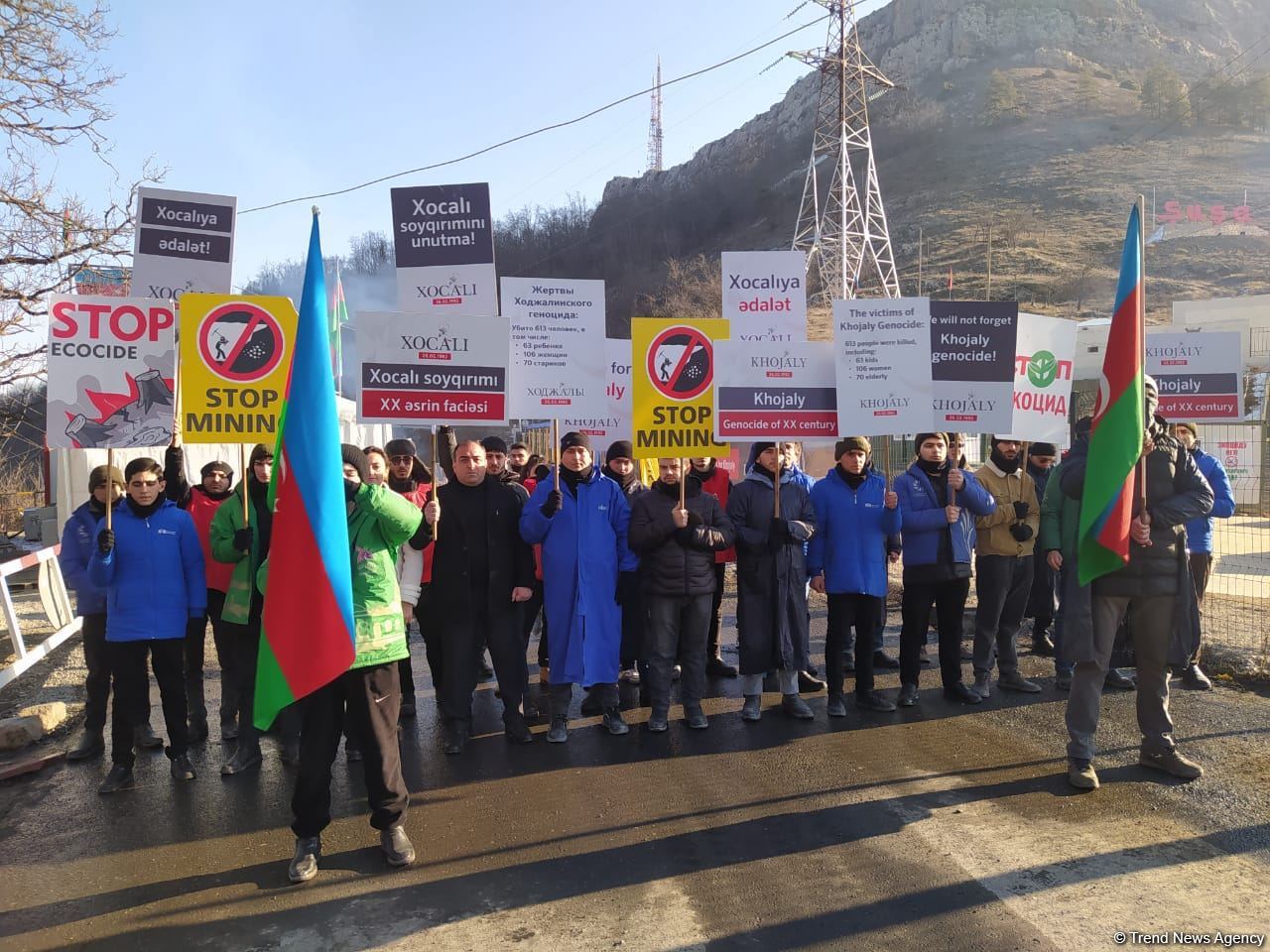 Участники акции на Лачинской дороге скандируют лозунги о Ходжалинском геноциде (ФОТО/ВИДЕО)