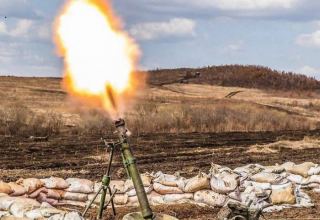Armenian armed forces shelling positions of Azerbaijani Army with mortars