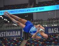 Qazaxıstanlı gimnast Bakıda keçirilən FIG Dünya Kubokunda sərbəst hərəkətlər üzrə qızıl medal qazanıb (FOTO)