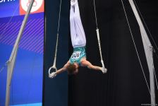 FIG Dünya Kuboku: Azərbaycanlı gimnast halqalarla hərəkət üzrə qızıl medal qazanıb (FOTO)