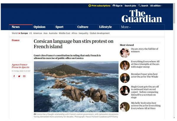 Korsika dilinə qadağa qoyulduqdan sonra adada etirazlar baş qaldırıb - The Guardian