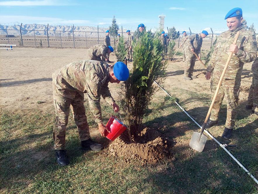 Azərbaycan Ordusunda keçirilən ağacəkmə aksiyaları davam edir (FOTO)