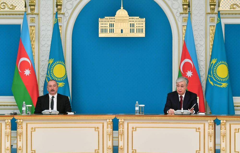 President Ilham Aliyev, President Kassym-Jomart Tokayev make press statements (PHOTO/VIDEO)