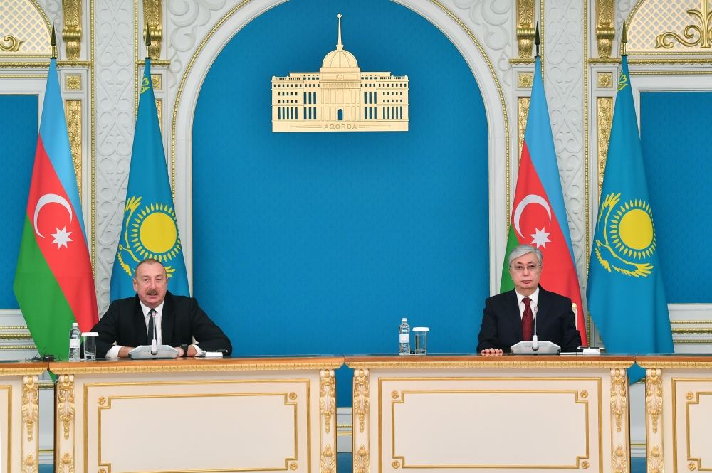 President Ilham Aliyev, President Kassym-Jomart Tokayev make press statements (PHOTO/VIDEO)