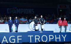Церемония награждения победителей Международного турнира AGF Trophy в Баку: Азербайджан занял второе место в командном зачете среди юниорок (ФОТО)