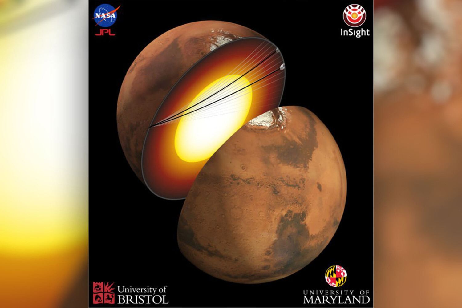 Внутри Марса обнаружено жидкое металлическое ядро