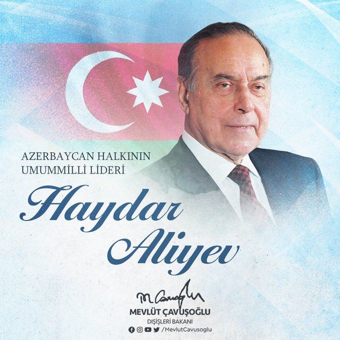 Turkish FM posts tweet on 100th anniversary of great leader Heydar Aliyev