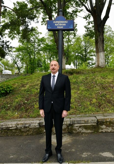 President Ilham Aliyev, First Lady Mehriban Aliyeva attend inauguration of signs at intersection of Khurshidbanu Natavan, Zafar, Garabagh and Khan Shushinski streets in Shusha (PHOTO/VIDEO)