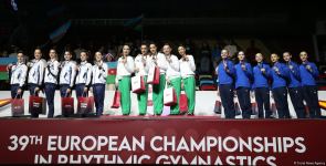 Bakıda bədii gimnastika üzrə Avropa çempionatının qalibləri mükafatlandırılıb (FOTO)