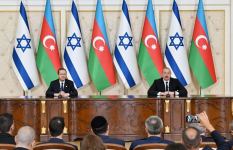 President Ilham Aliyev, President Isaac Herzog make press statements (PHOTO)