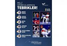 Türkiyə Prezident Bakıda taekvondo üzrə dünya çempionatında medal qazanan milli idmançıları təbrik edib