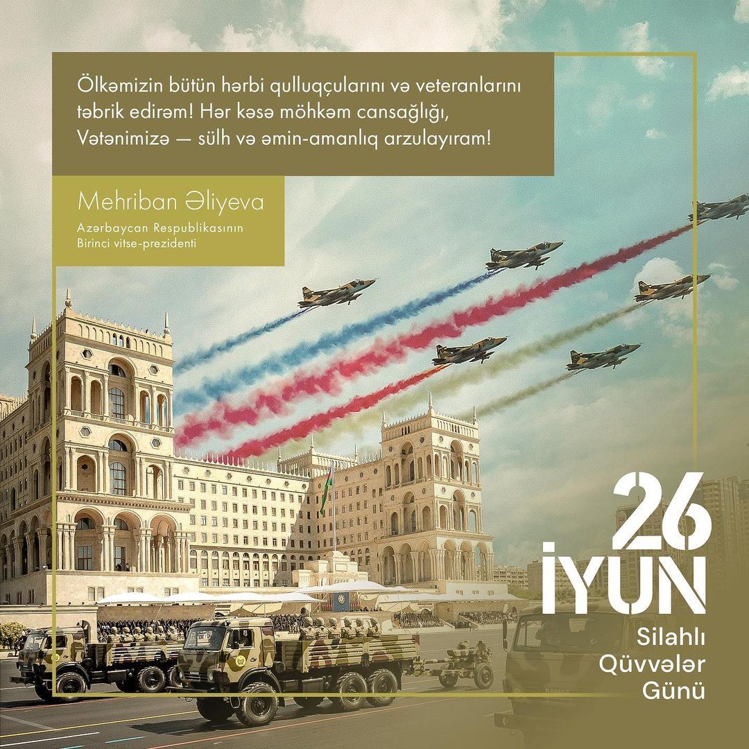 First VP Mehriban Aliyeva shares post on occasion of June 26 - Armed Forces Day (PHOTO)