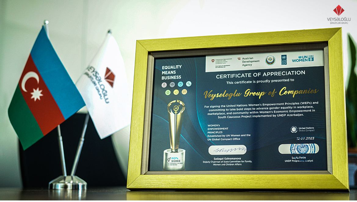 "Veyseloglu" was awarded the certificate of the UN Development Program for supporting gender equality (PHOTO)