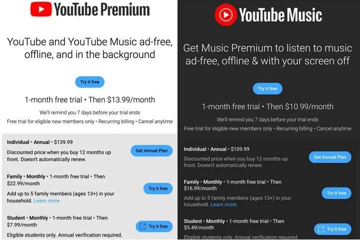 “YouTube Premium” qiymətləri artıb