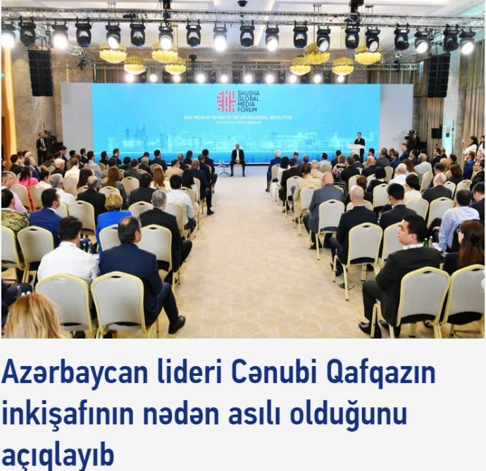Gürcüstan mətbuatı Prezident İlham Əliyevin Qlobal Media Forumundakı çıxışına xüsusi diqqət ayırıb (FOTO)