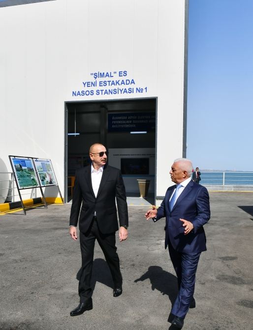Президент Ильхам Алиев принял участие в открытии новой эстакады и водонасосных станций электростанции «Шимал» (ФОТО)