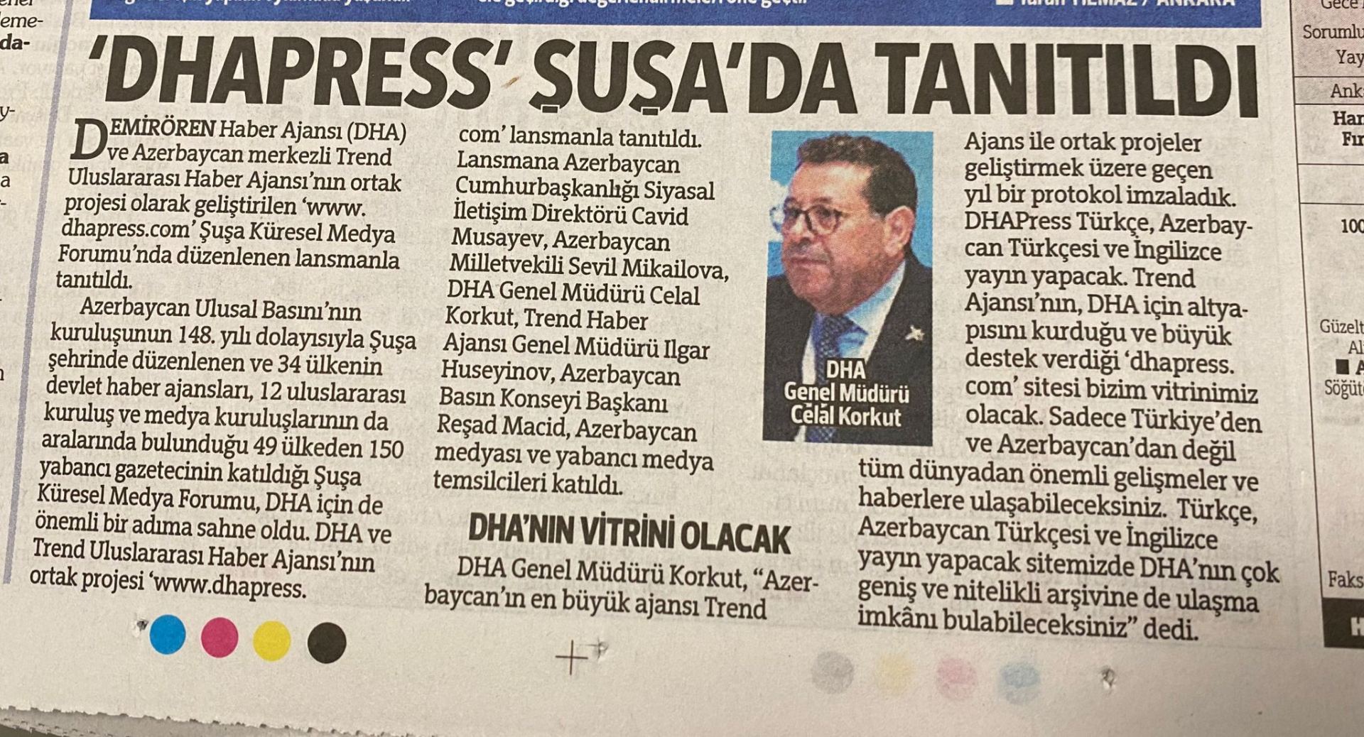 Trend və DHA-nın birgə layihəsi olan "dhapress.com"un təqdimatına Türkiyənin nüfuzlu media qurumları geniş yer ayırıb (FOTO/VİDEO)