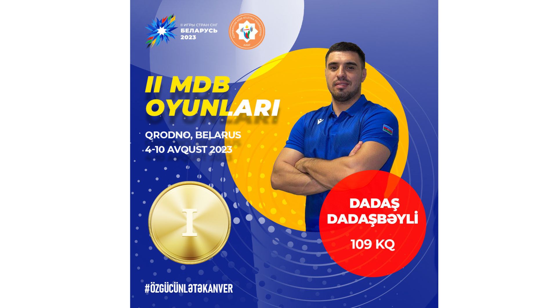 Azərbaycan ağırlıqqaldıranı II MDB Oyunlarının qalibi olub (FOTO)