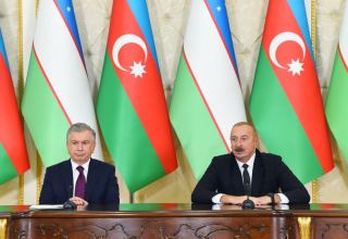 President Ilham Aliyev, President Shavkat Mirziyoyev make press statements (PHOTO)