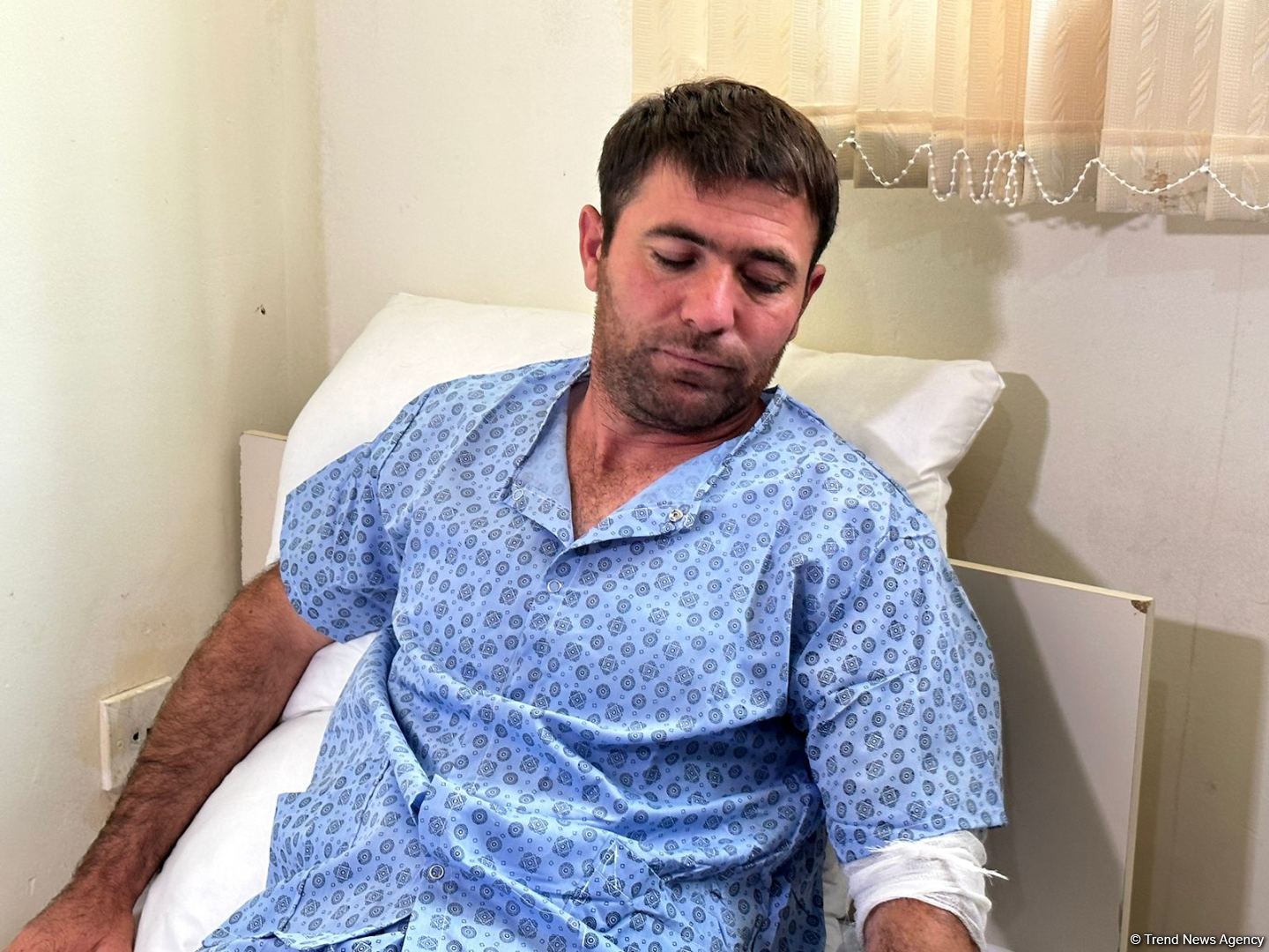 Azerbaijani civilian injured during Armenian terrorist attack, being treated in hospital (PHOTO)