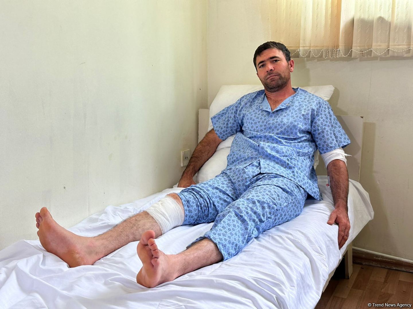 Azerbaijani civilian injured during Armenian terrorist attack, being treated in hospital (PHOTO)