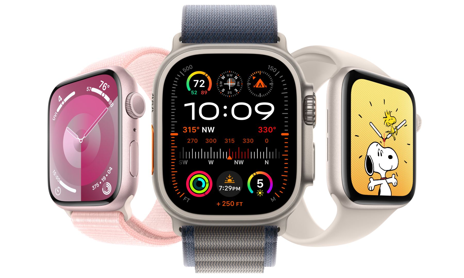 apple watch series 9 45mm gps apple watch ultra 2 49mm cellular apple watch se 44mm gps 3 up family screen usen