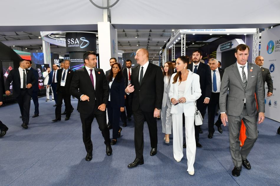 President Ilham Aliyev, First Lady Mehriban Aliyeva attend opening of exhibition within framework of 74th International Astronautical Congress (PHOTO/VIDEO)