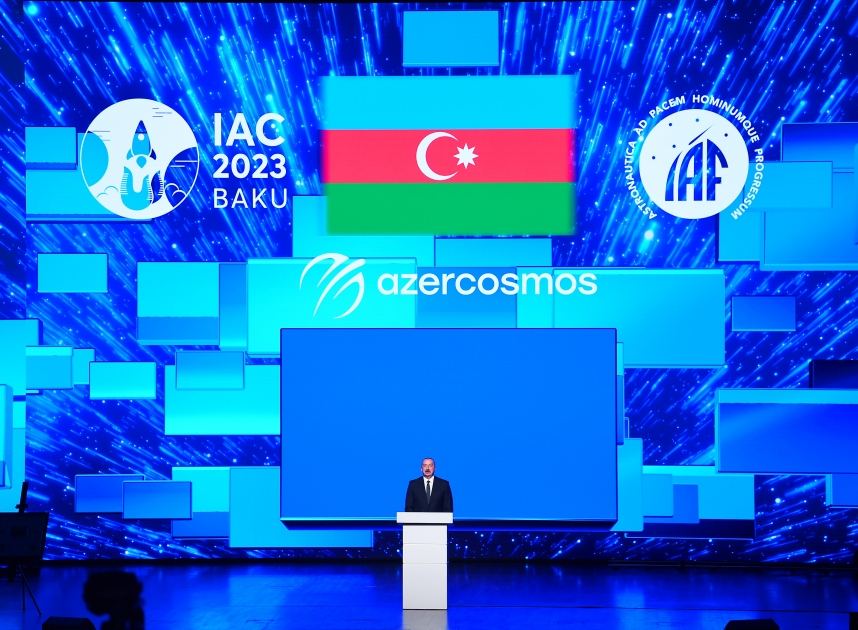 President Ilham Aliyev addresses opening ceremony of 74th International Astronautical Congress
