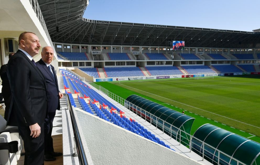 Президент Ильхам Алиев ознакомился с условиями, созданными на Сумгайытском городском стадионе имени Мехти Гусейнзаде (ФОТО/ВИДЕО)