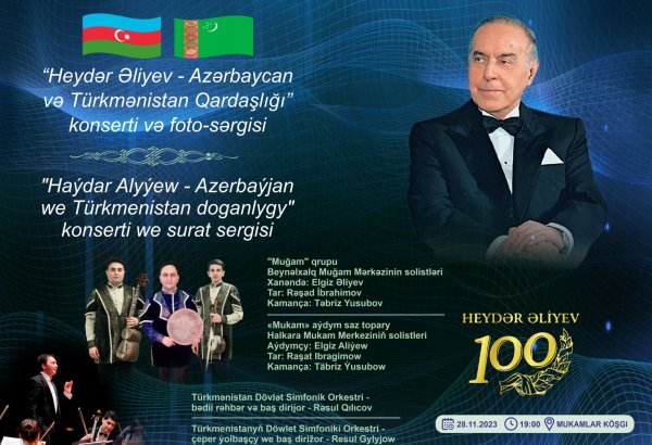 Aşqabadda “Heydər Əliyev – Türkmənistan və Azərbaycan qardaşlığı” adlı konsert və foto-sərgi keçiriləcək