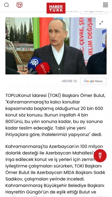 Азербайджан играет важную роль в восстановлении региона землетрясения - руководитель TOKİ (ФОТО/ВИДЕО)