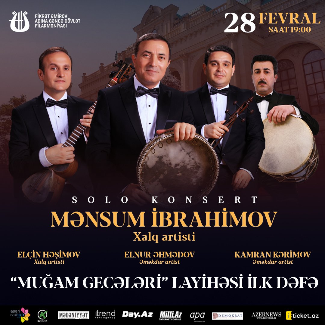 В Гяндже пройдет концерт трио-мугама Мансума Ибрагимова