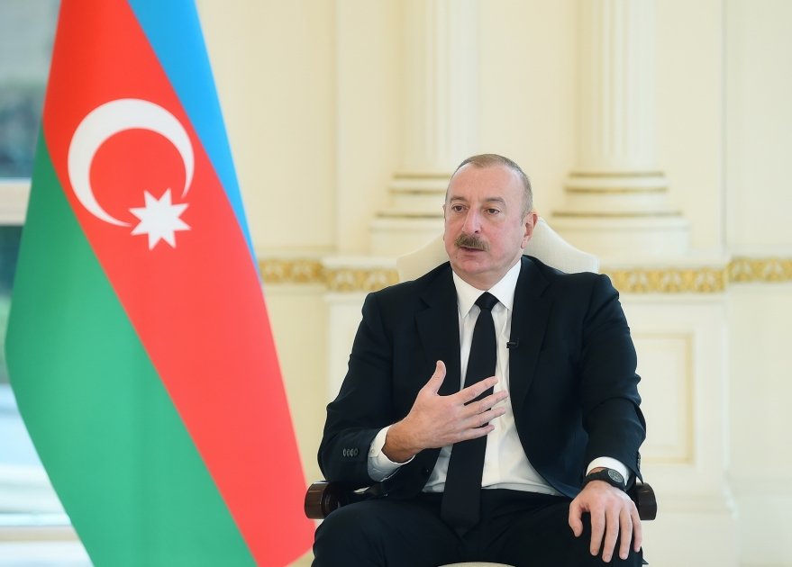 President Ilham Aliyev interviewed by local TV channels (PHOTO/VIDEO)