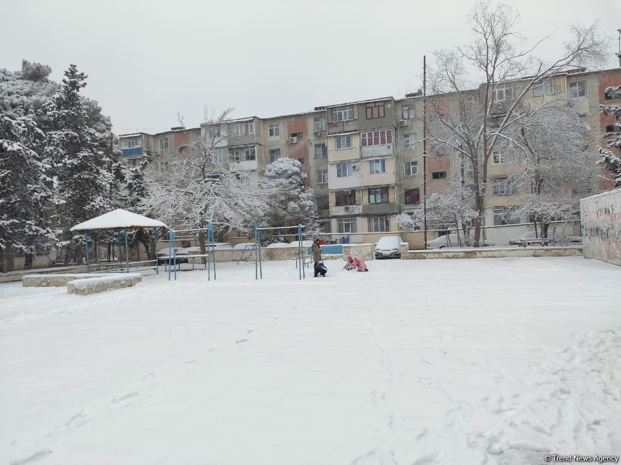 В Баку выпал снег (ФОТО)
