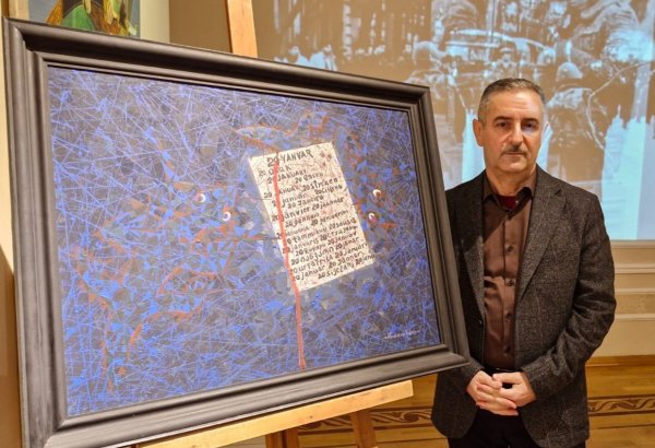 В Азербайджанском национальном музее искусств представлена картина Мамедгусейна Гусейнова "20 Yanvar hiyləsi" (ФОТО)