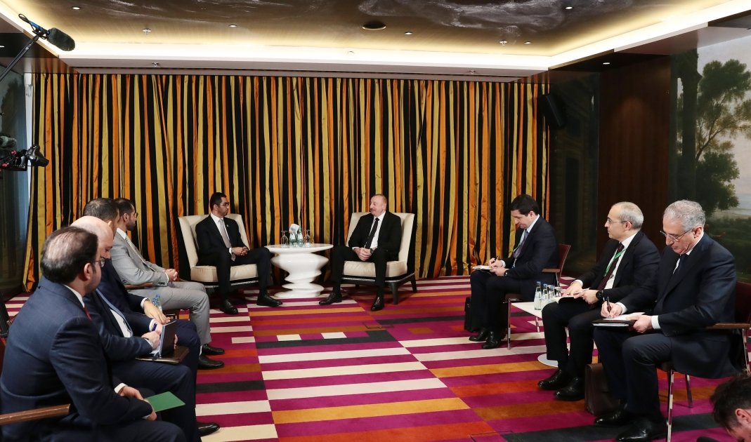 President Ilham Aliyev met with UAE Minister of Industry and Advanced Technology in Munich (PHOTO/VIDEO)