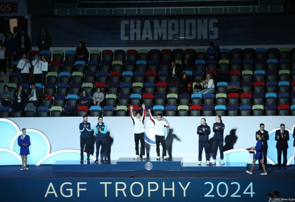 World Cup in Baku: winners of synchronized trampoline program receive awards (PHOTO)