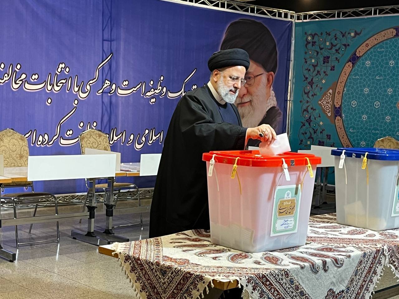 President of Iran casts his ballot in election