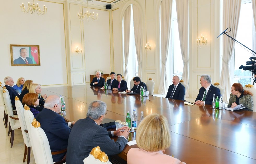 President Ilham Aliyev receives co-chairs and members of Board of Trustees of Nizami Ganjavi International Center (PHOTO/VIDEO)