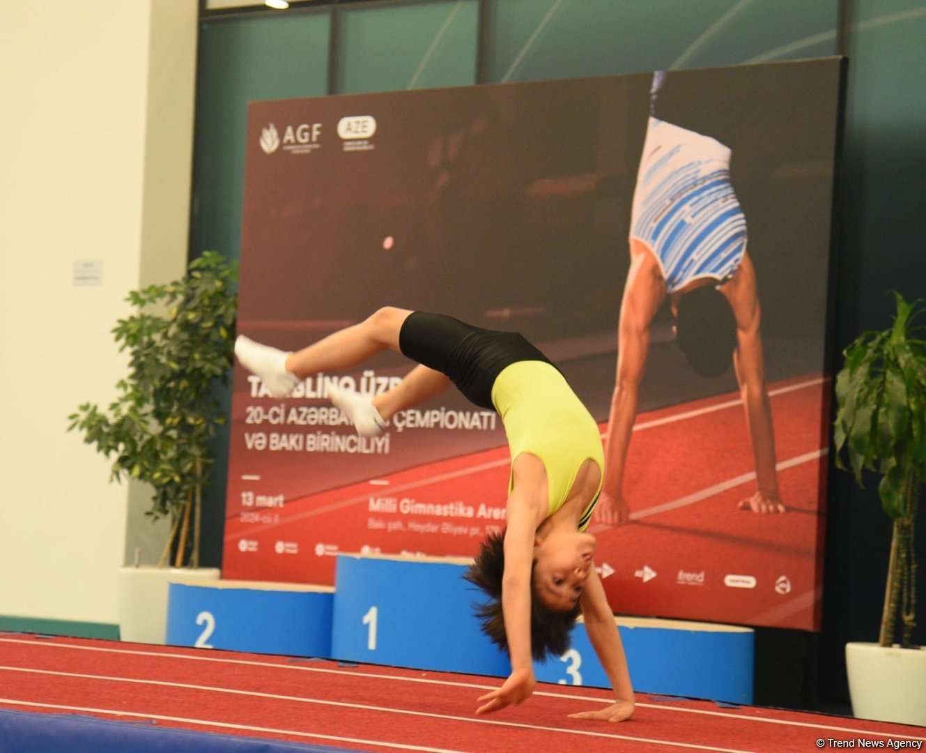 В Баку проходят соревнования чемпионата Азербайджана по прыжкам на акробатической дорожке (ФОТО)