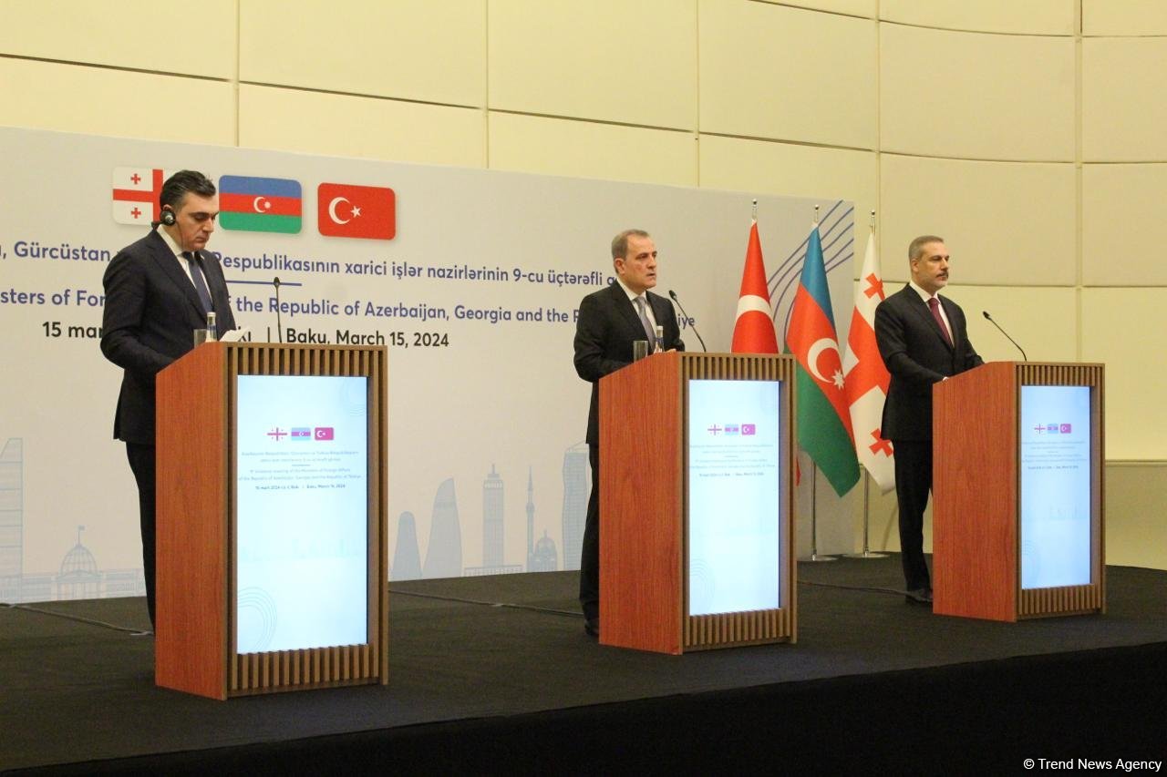 Состоялась совместная пресс-конференция глав МИД Азербайджана, Турции и Грузии (ФОТО/ВИДЕО)