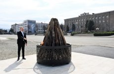 President Ilham Aliyev lit Novruz bonfire in Khankendi, congratulated Azerbaijani people on occasion of holiday (PHOTO/VIDEO)