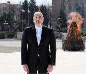 Президент Ильхам Алиев разжег в городе Ханкенди костер по случаю Новруза и поздравил азербайджанский народ с праздником (ФОТО/ВИДЕО)