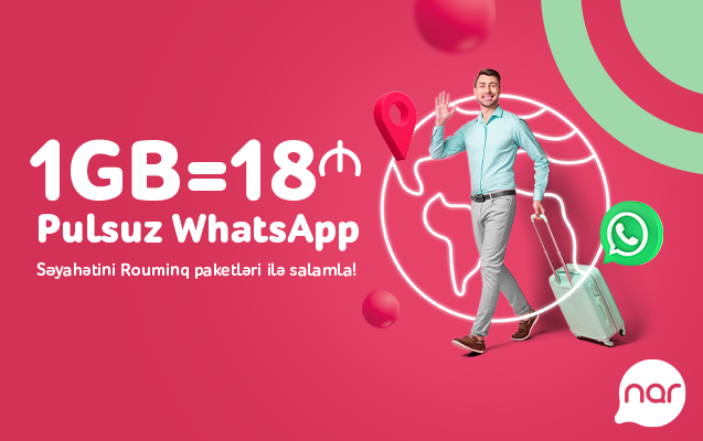 Путешествуй с Nar и переписывайся в Whatsapp бесплатно!