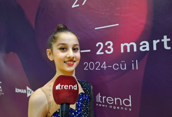Довольна своим выступлением на соревнованиях – участница 29-го чемпионата Азербайджана по художественной гимнастике