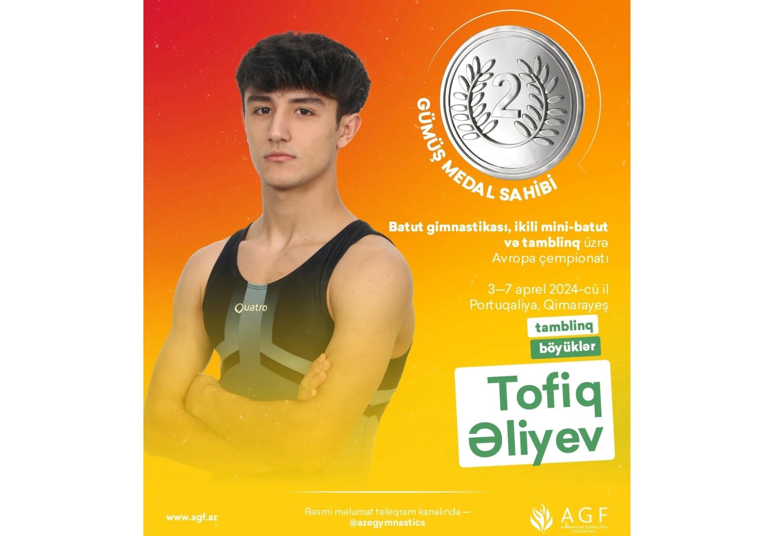 Gimnastımız Tofiq Əliyev Avropa çempionatında gümüş medal qazanıb