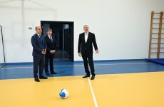 Президент Ильхам Алиев принял участие в открытии нового здания полной средней школы поселка Бум Габалинского района (ФОТО)