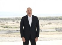President Ilham Aliyev lays foundation stone for Shirvan irrigation canal in Hajigabul district (PHOTO/VIDEO)