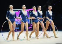 Azərbaycan komandası Bakıda keçirilən bədii gimnastika üzrə Dünya Kubokunda finala yüksəlib (FOTO)