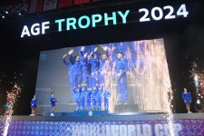 В рамках Кубка мира по художественной гимнастике команде Азербайджана вручена награда "AGF Trophy" (ФОТО)